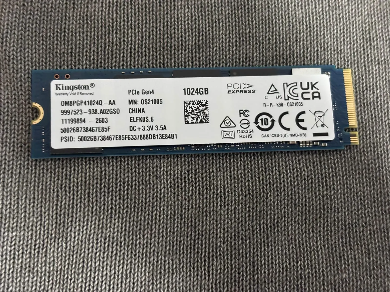 SSD Kingston 1 TB NVMe PCIe 4.0 M.2 2280